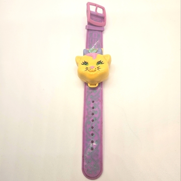 POLLY POCKET 1995 Polly Loves Kitty Wristband Wrist Band Bracelet (complete set)